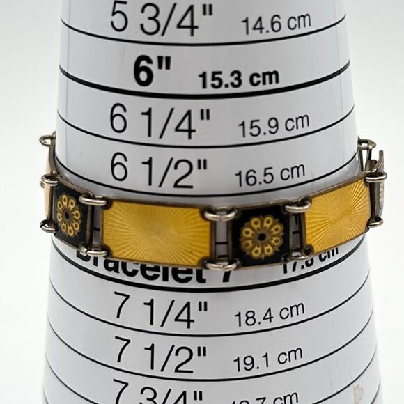 David Andersen Norway Sterling Silver Bracelet w Yellow Black Enamel 70s Signed - Picture 13 of 13